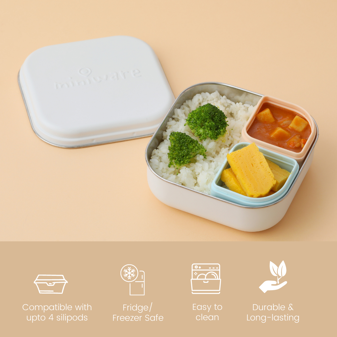 Miniware Grow Bento with 2 silipods Lunch Box - Key Lime/Grey