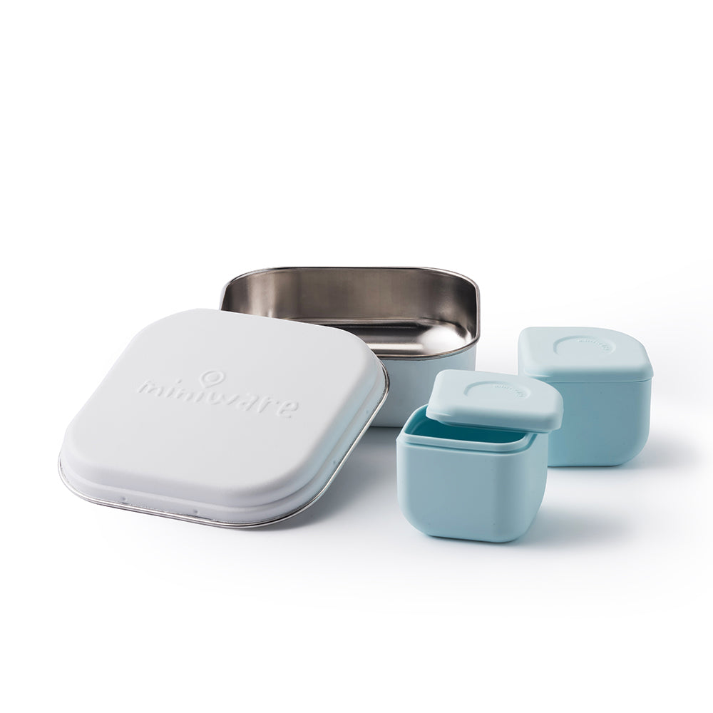 Miniware Grow Bento with 2 silipods Lunch Box - Snow/Aqua