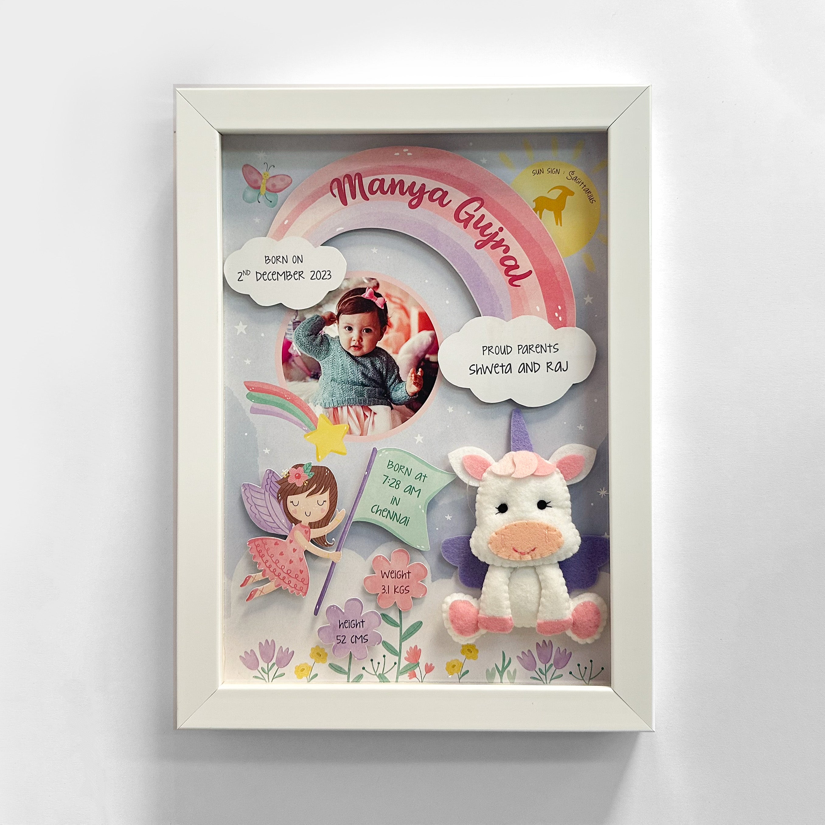 Baby Birth Detail Frame -Unicorn Fairytale