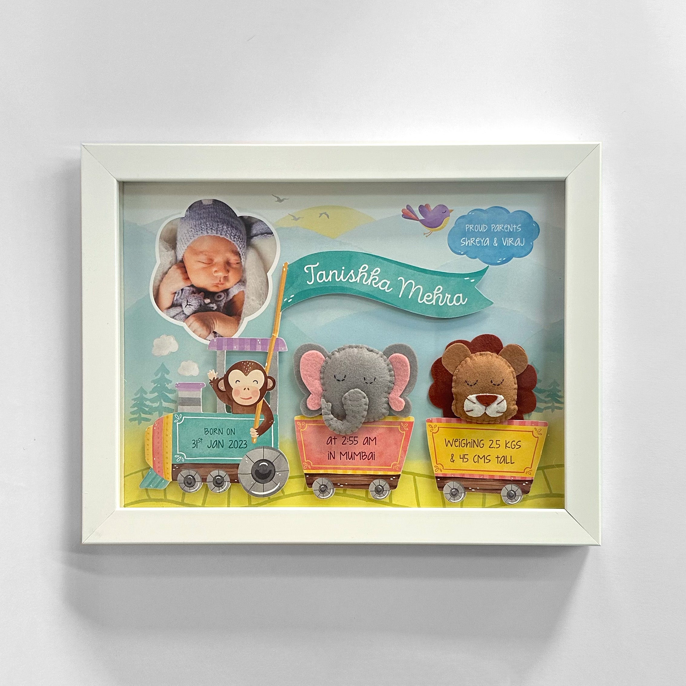 Baby Birth Detail Frame - Animal Adventure