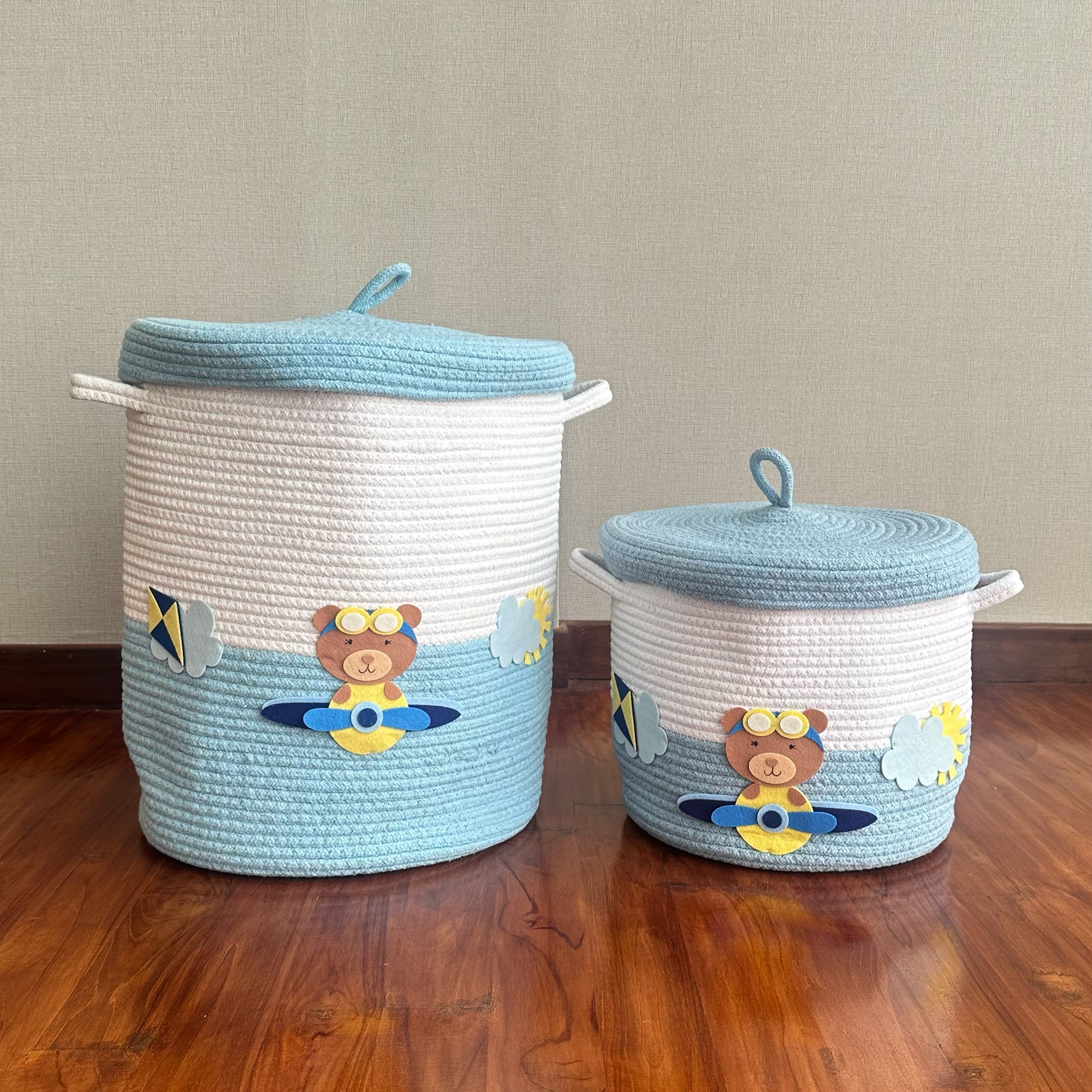 Rope Basket With Lid Medium/Large/Set Of 2