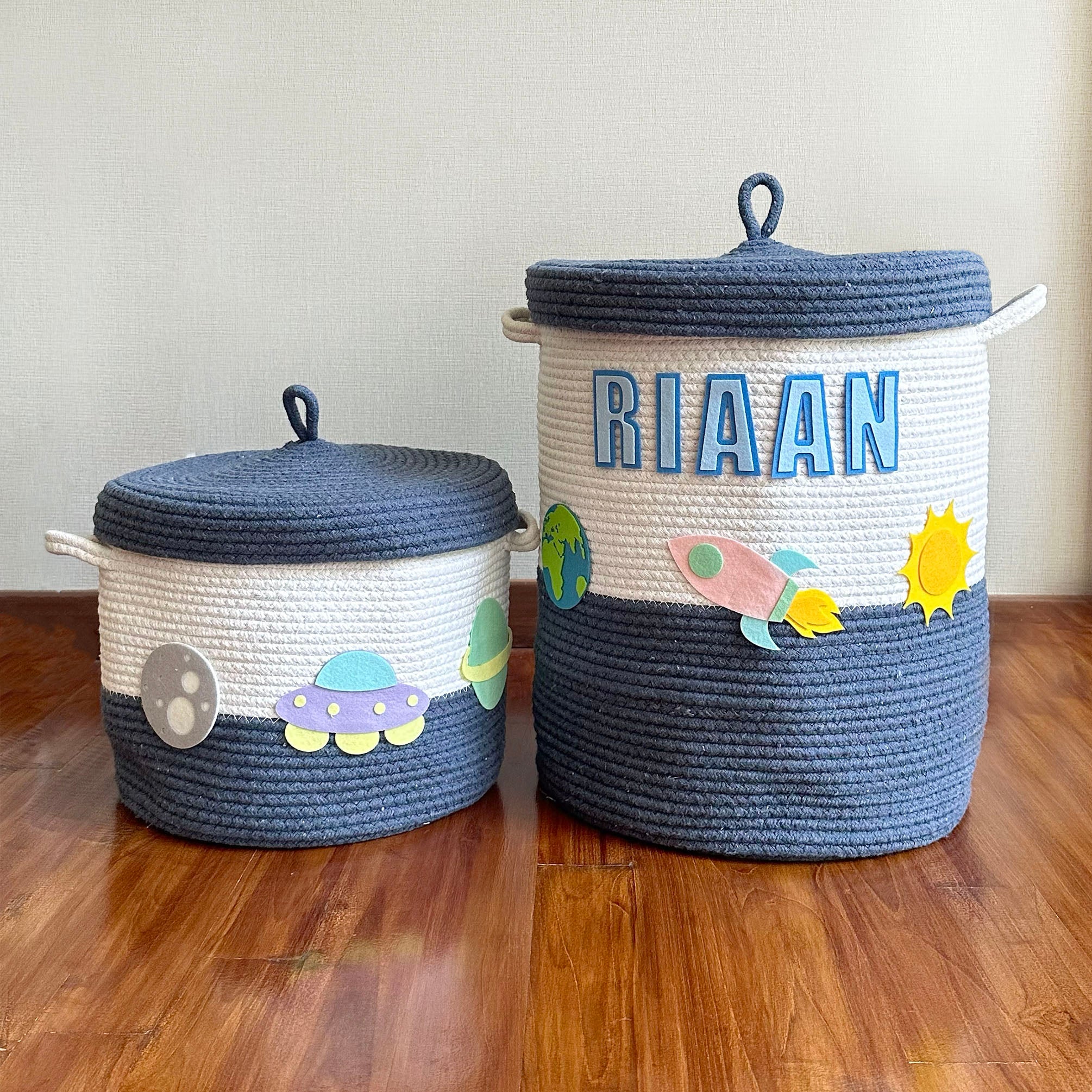 Rope Basket With Lid Medium/Large/Set Of 2