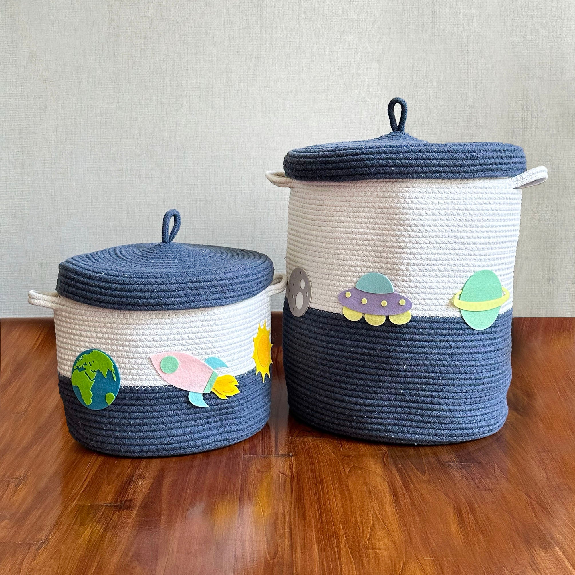 Rope Basket With Lid Medium/Large/Set Of 2
