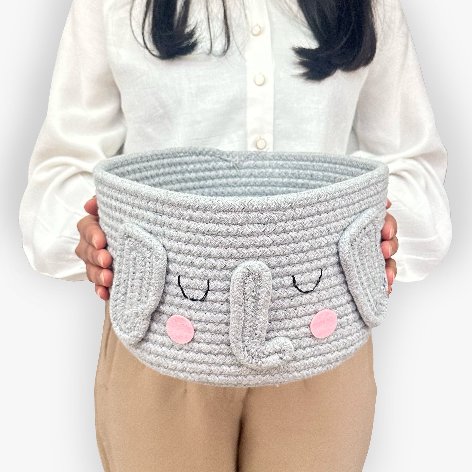 Elephant Grey Cotton Rope Storage Basket