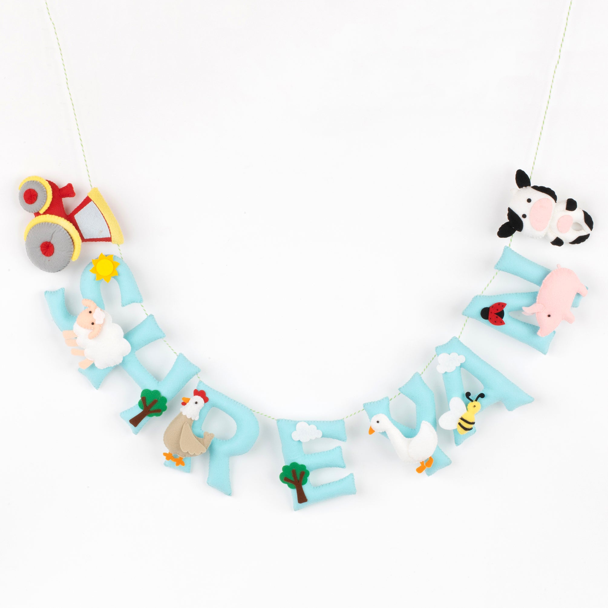 Farm Animals Name Bunting/Garland - Light Blue