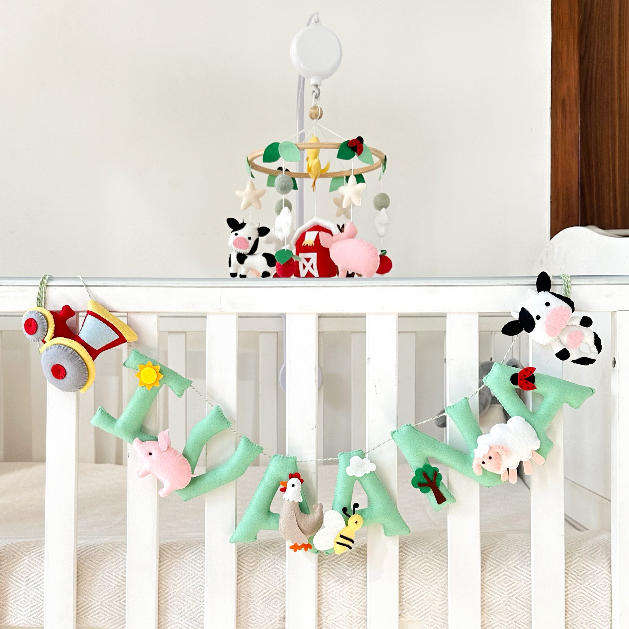 Farm Animals Name Bunting/Garland - Mint Green