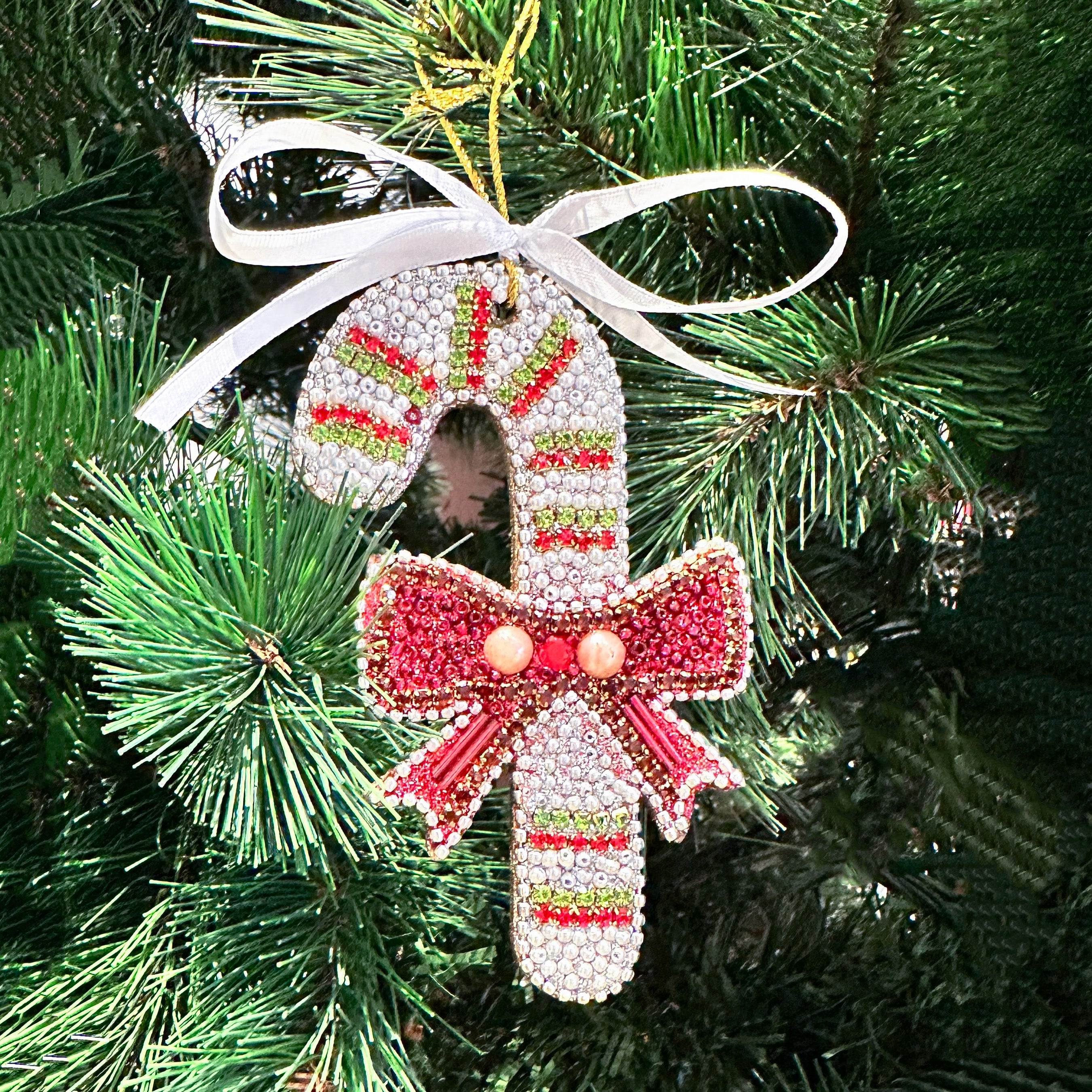 Glitter Embellished Ornament- Candy Cane