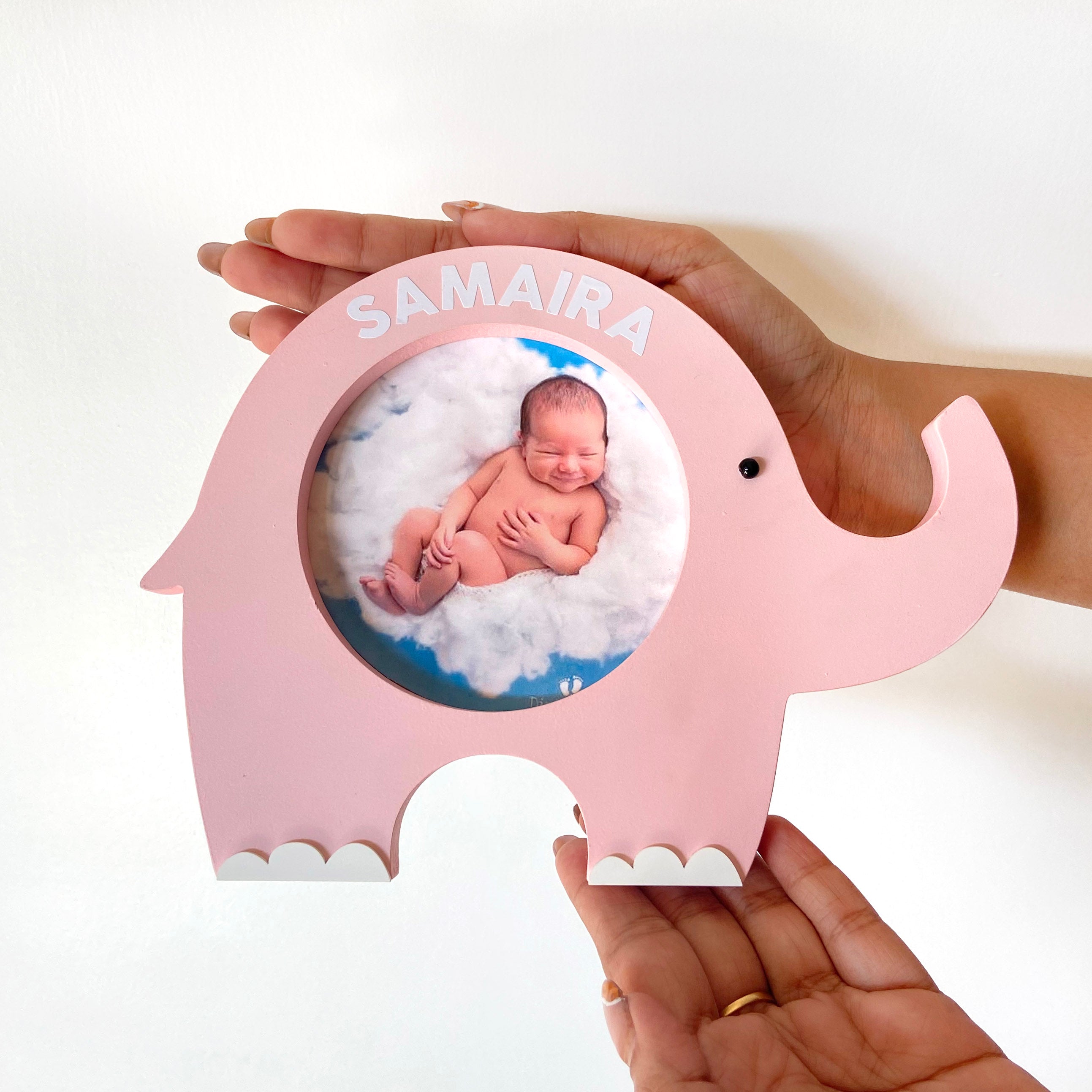 Personalised Baby Elephant Photo Frame - Pink