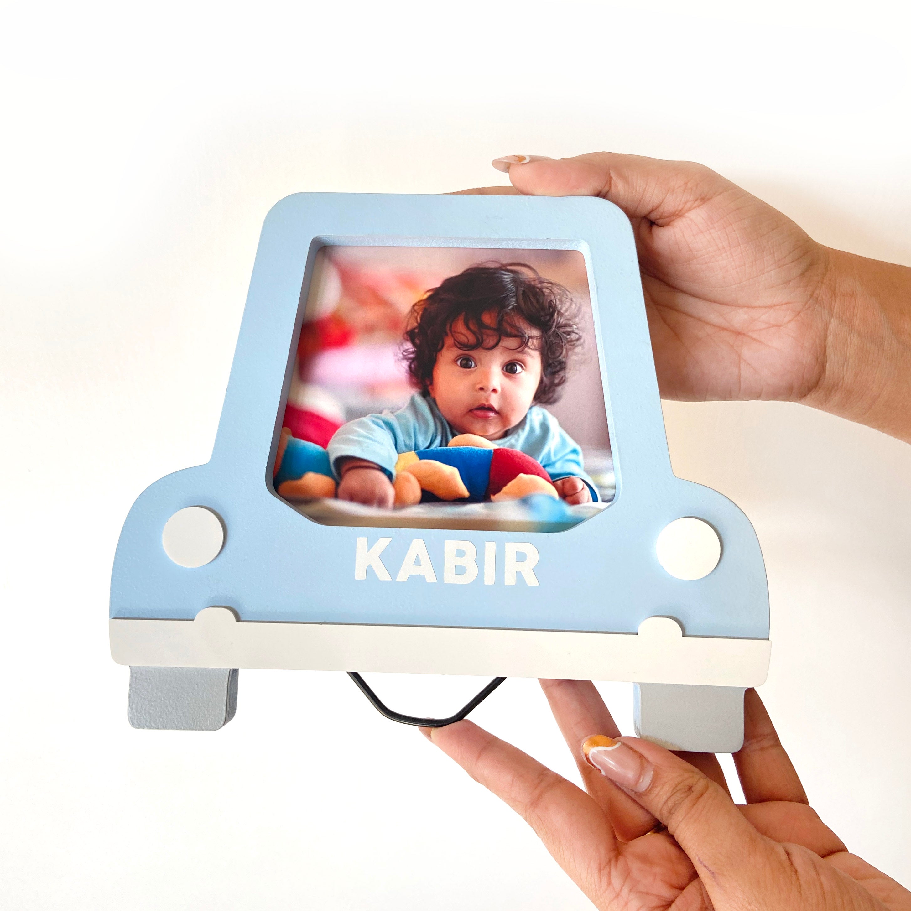 Personalised Baby Car Photo Frame - Blue
