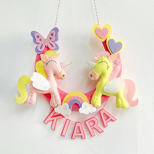 PERSONALISED UNICORN & RAINBOWS WALL HANGING