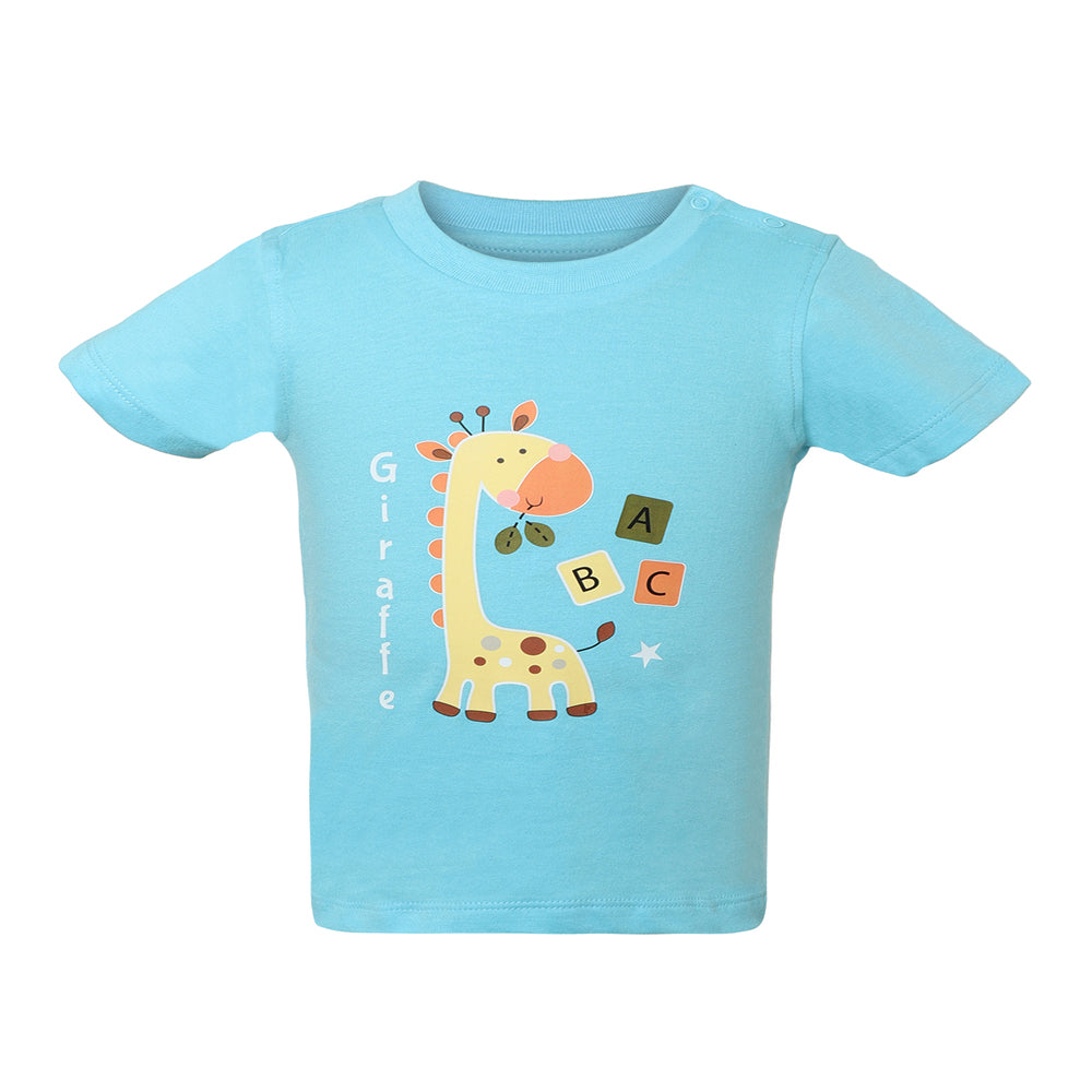 Giggles & Wiggles Boys Blue Round-Neck Printed  T-Shirts