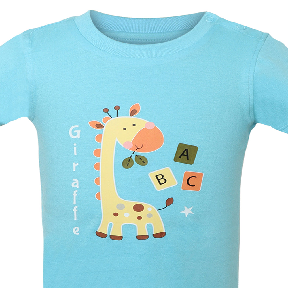 Giggles & Wiggles Boys Blue Round-Neck Printed  T-Shirts