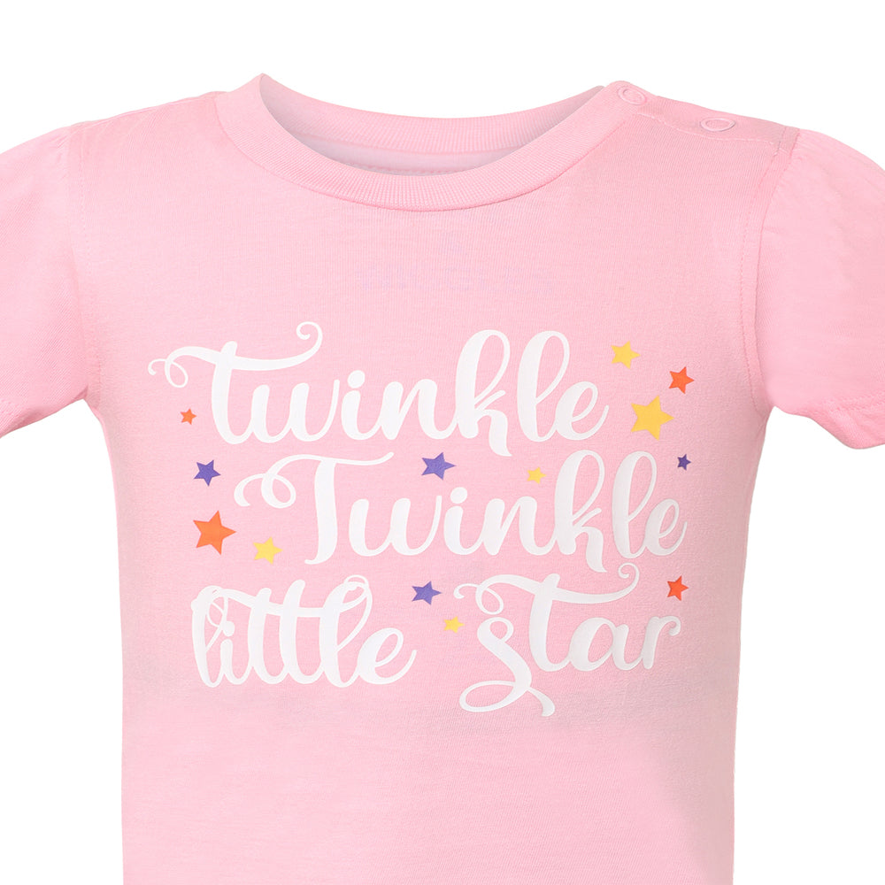 Giggles & Wiggles Girls Pink Round-Neck Printed  T-Shirts