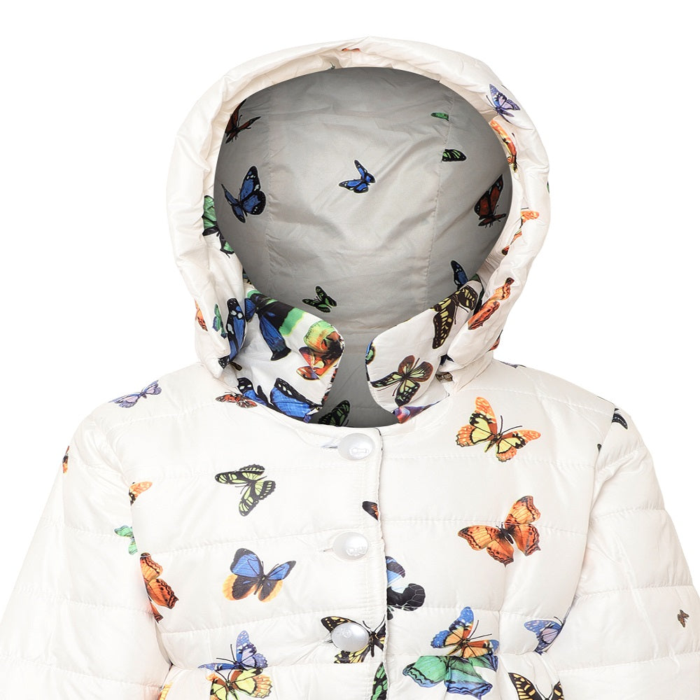 Giggles & Wiggles Unisex Cream Butterfly Dreams Hooded Neck Printed Jackets