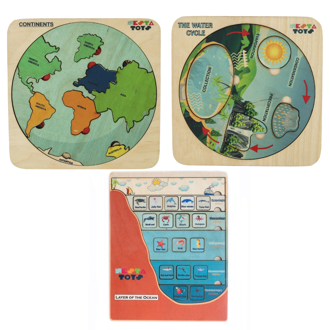 Geography Lover Combo - Earth Core, Water Cycle & Ocean Layer Puzzle