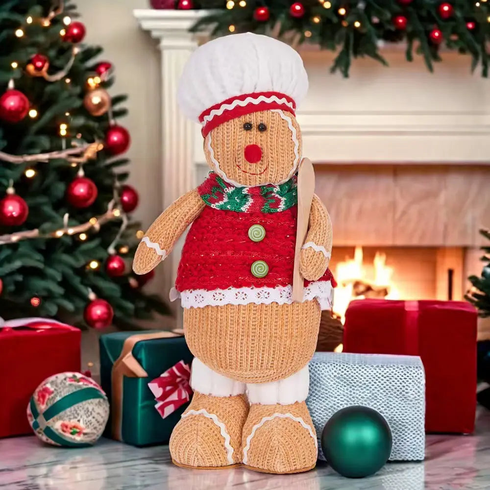 Handmade Knitted GingerBread Stuffed Figurine (Chef Frosting )