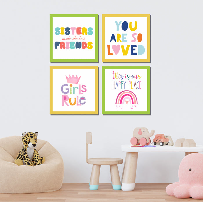 Girls Rule Wall Art (Set of 4)