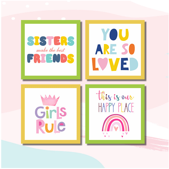 Girls Rule Wall Art (Set of 4)