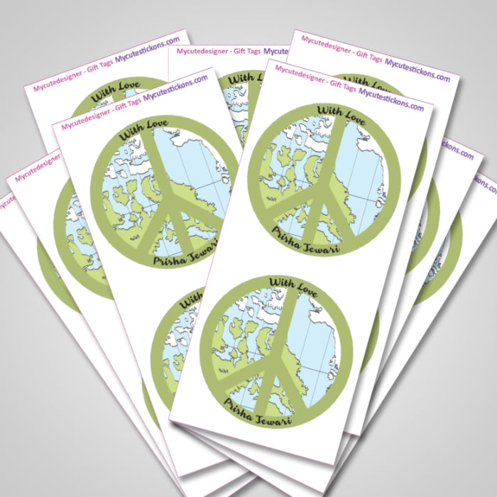 Personalised Gift Sticker - Green Peace - Set of 60