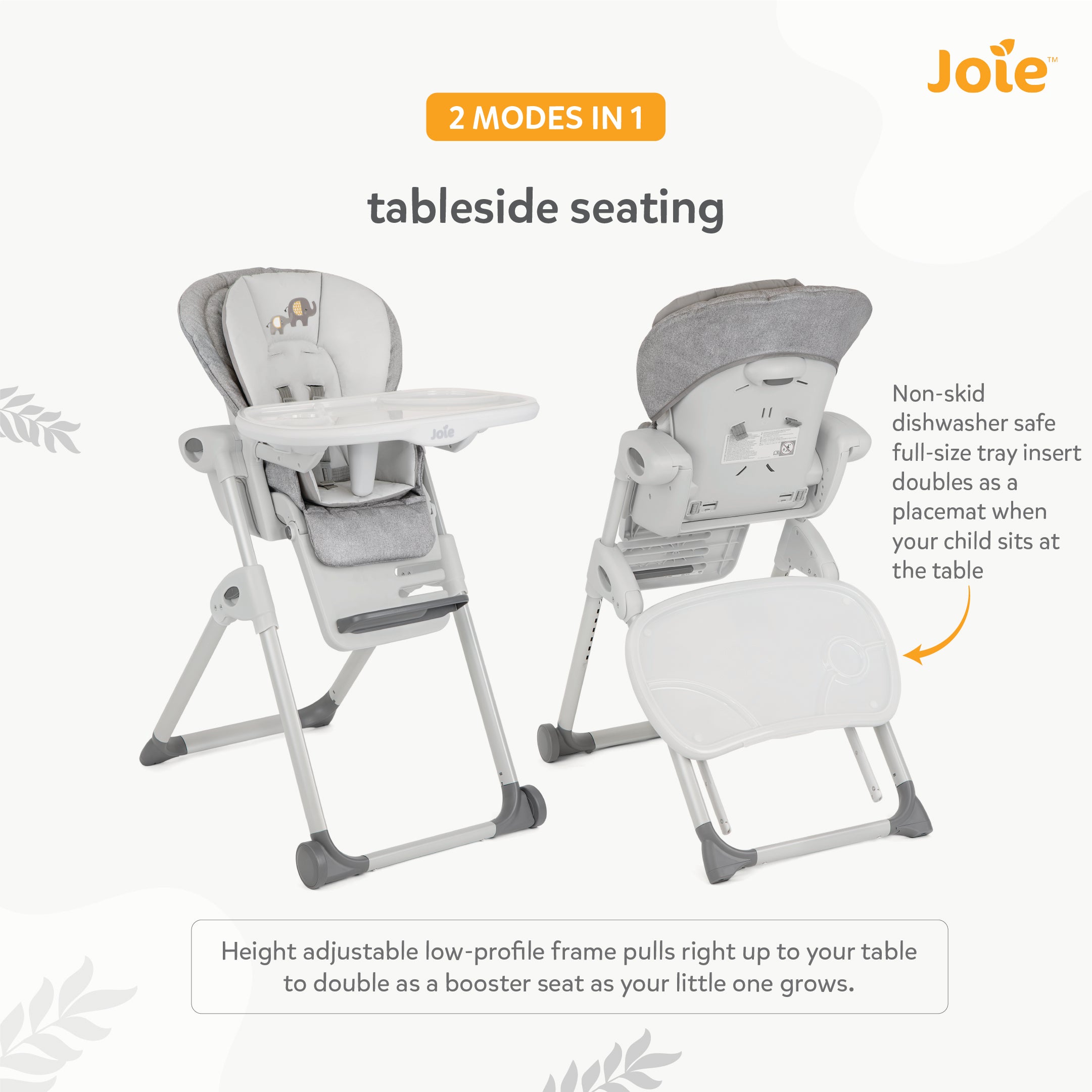 JOIE High Chair Mimzy Recline Elephant Duo Birth+ to 15 Kgs