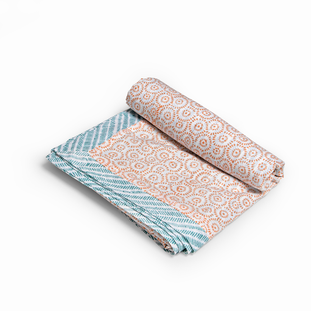 Hand Blockprinted Dohar Blanket For Kids – Marigold