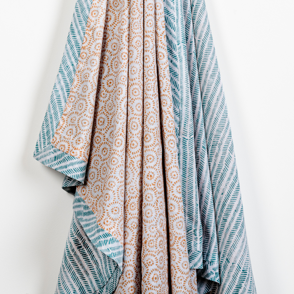 Hand Blockprinted Dohar Blanket  For Kids – Marigold