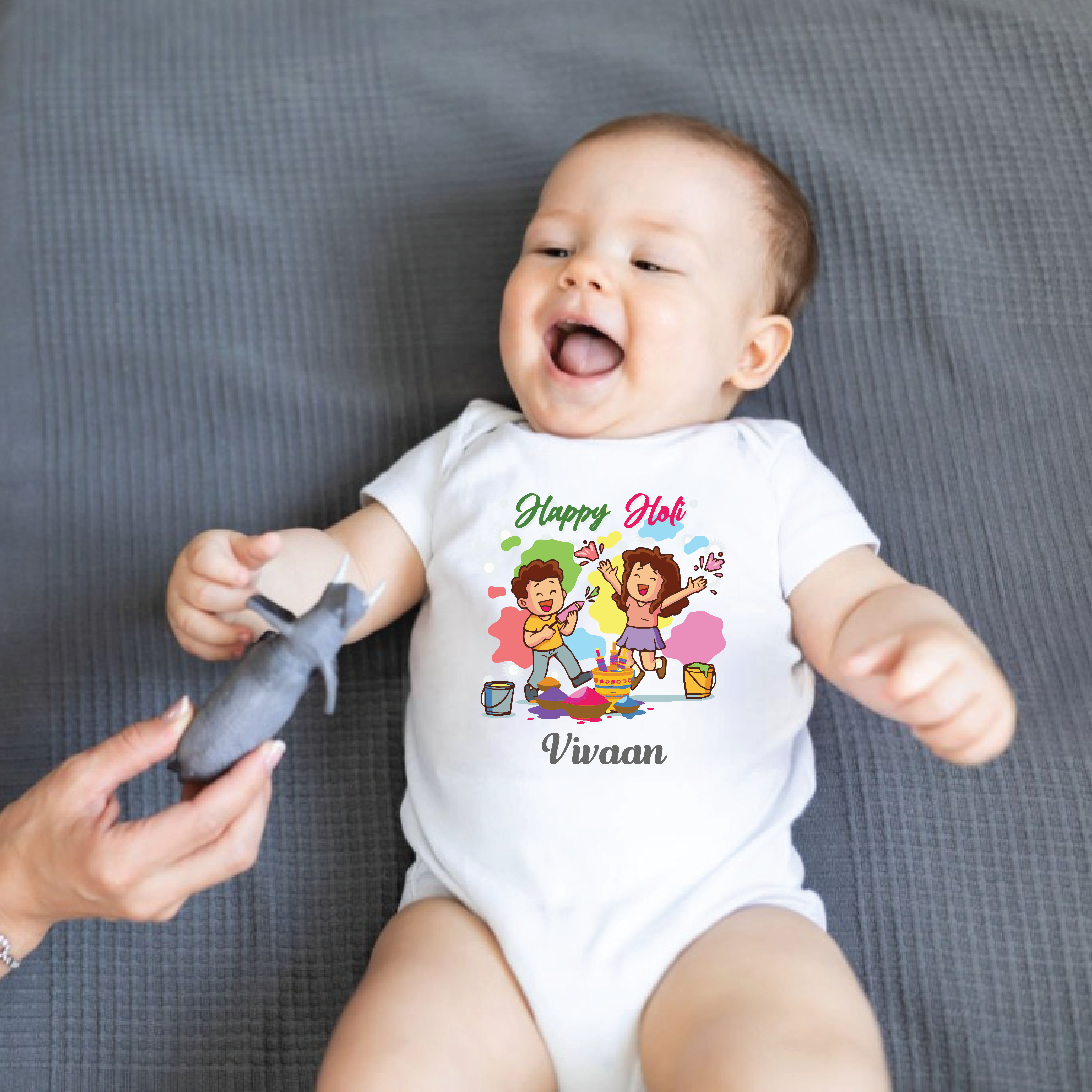 Happy Holi Romper - Mumma & Papa's Little Pichkari