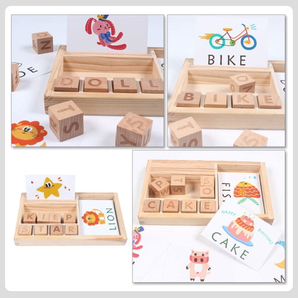 Wooden Spelling Game With Flashcards