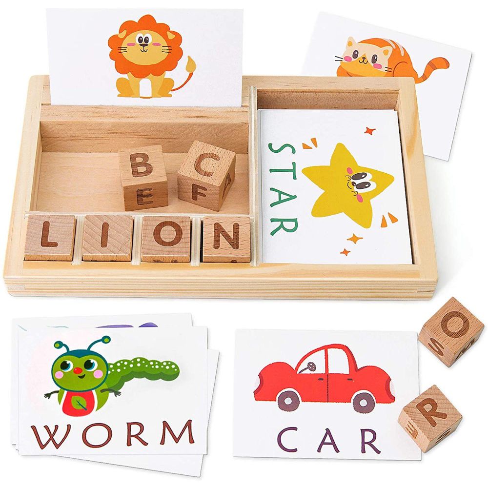 Wooden Spelling Game With Flashcards