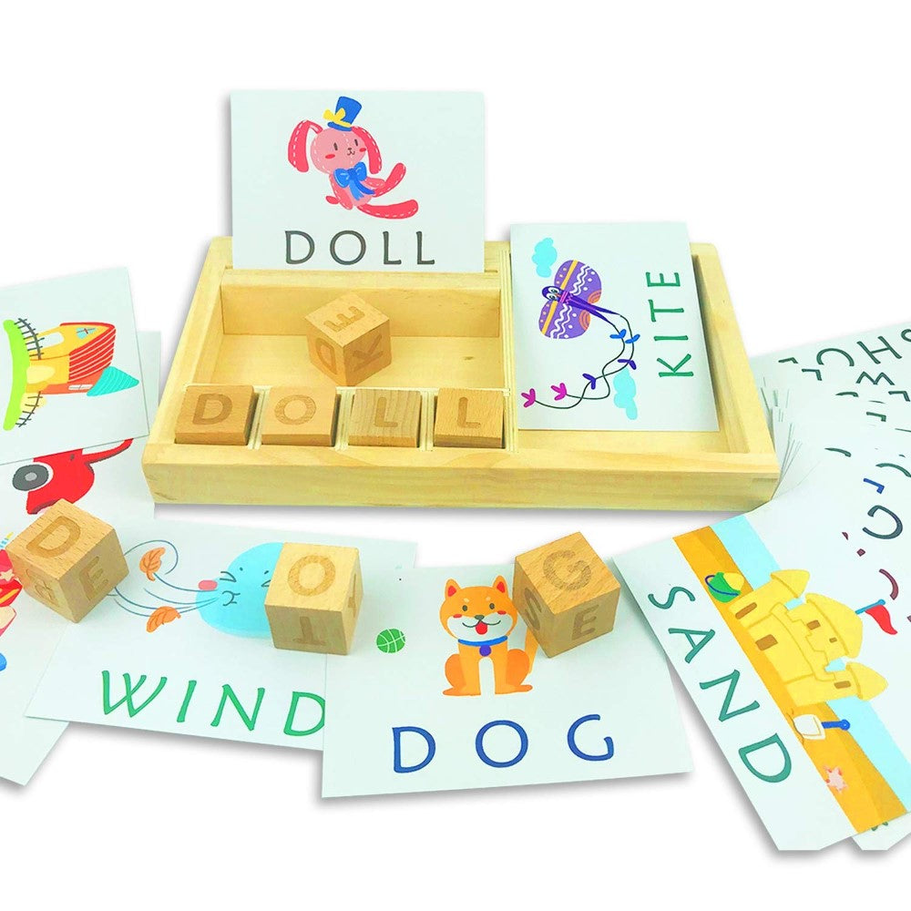 Wooden Spelling Game With Flashcards