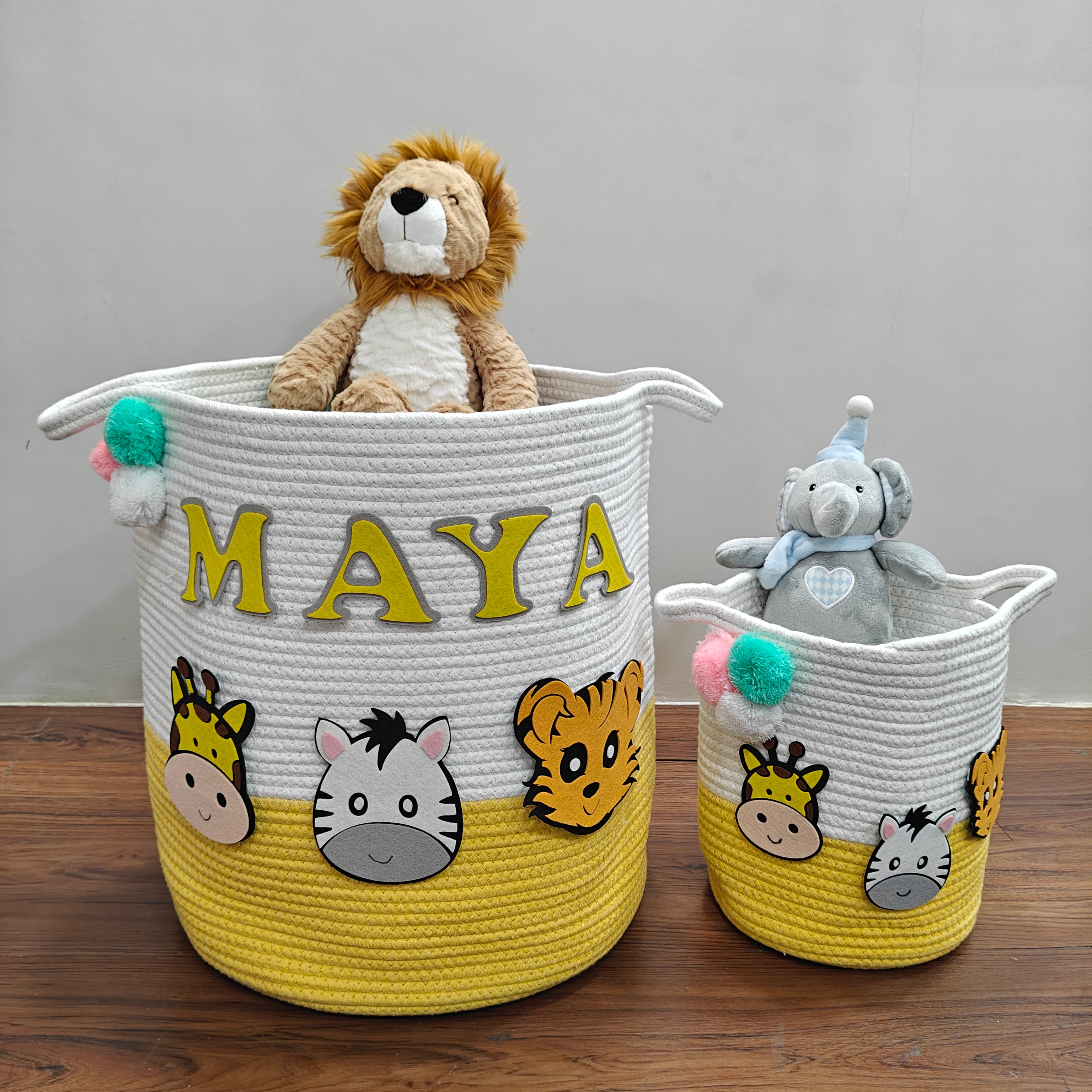 Jute Cotton Storage Basket - Lemon Roar