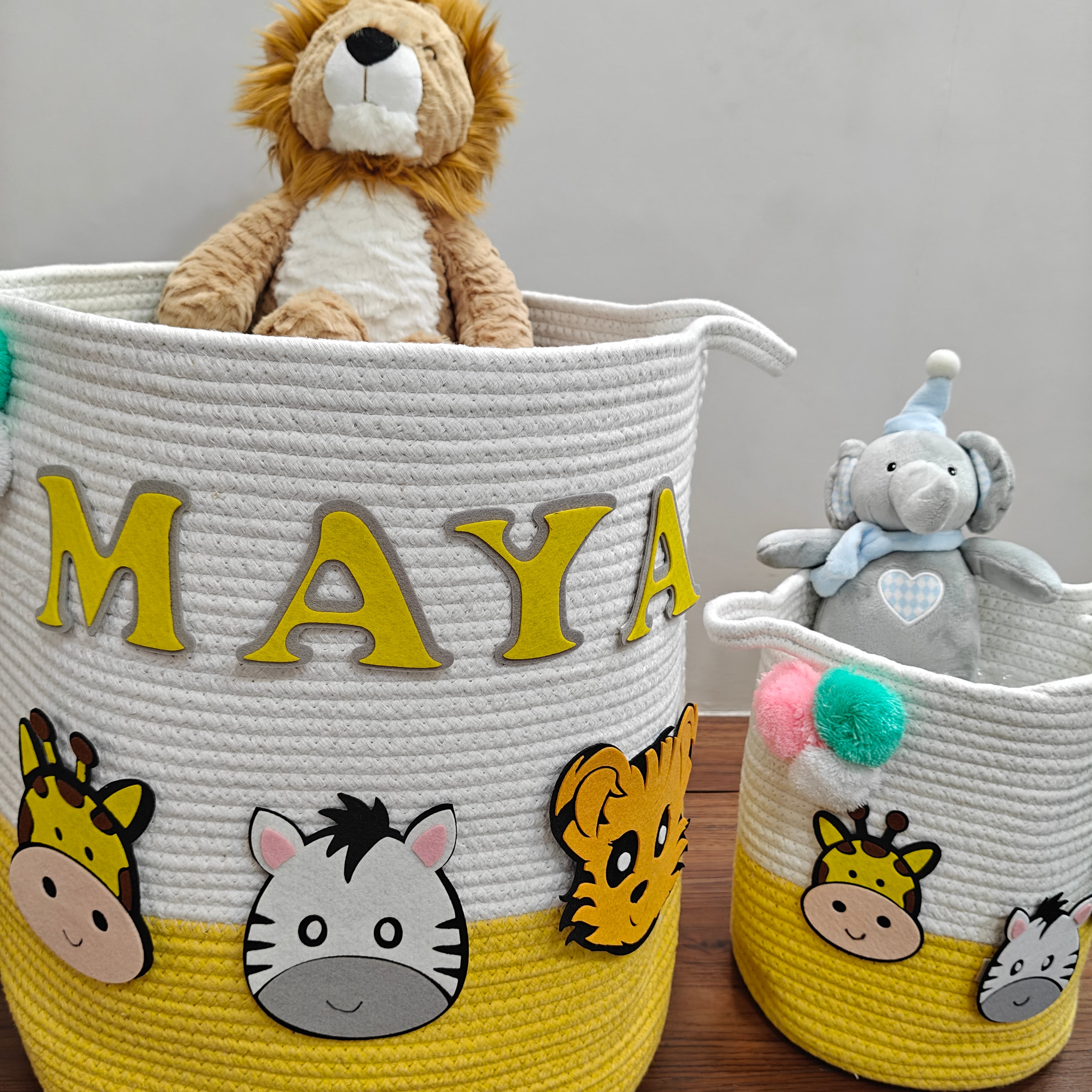 Jute Cotton Storage Basket - Lemon Roar