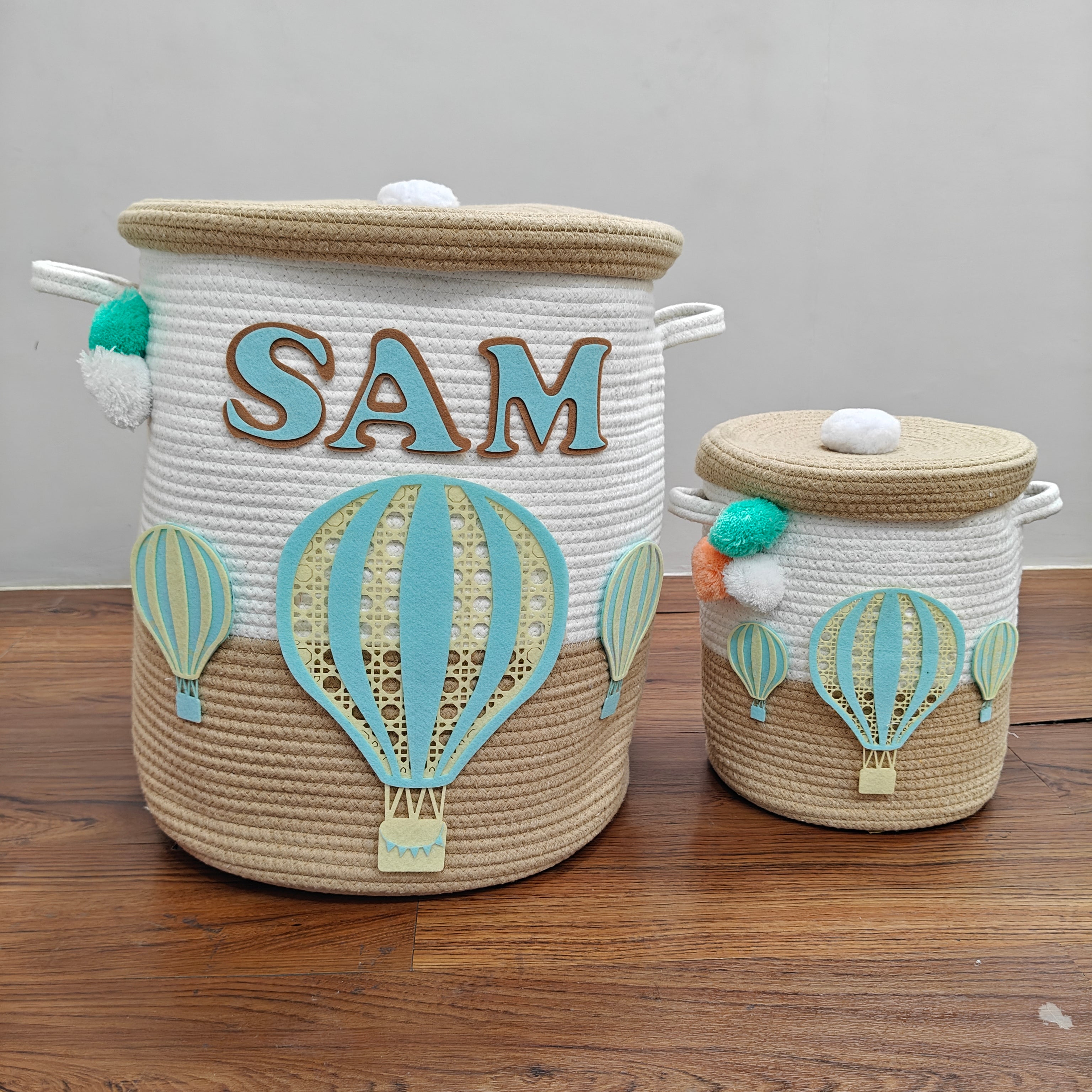 Jute Cotton Storage Basket with Lid - Toffee Drift
