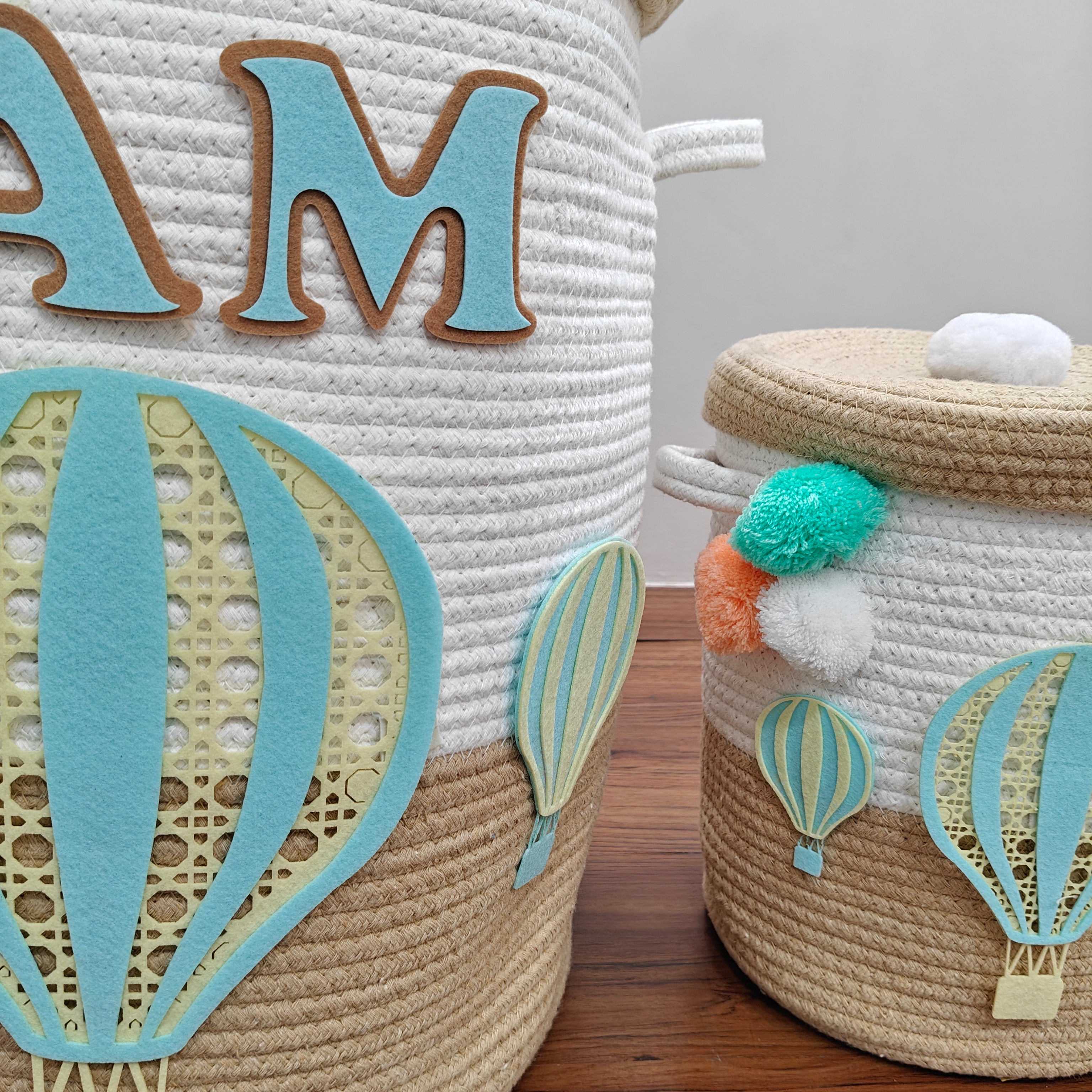 Jute Cotton Storage Basket with Lid - Toffee Drift