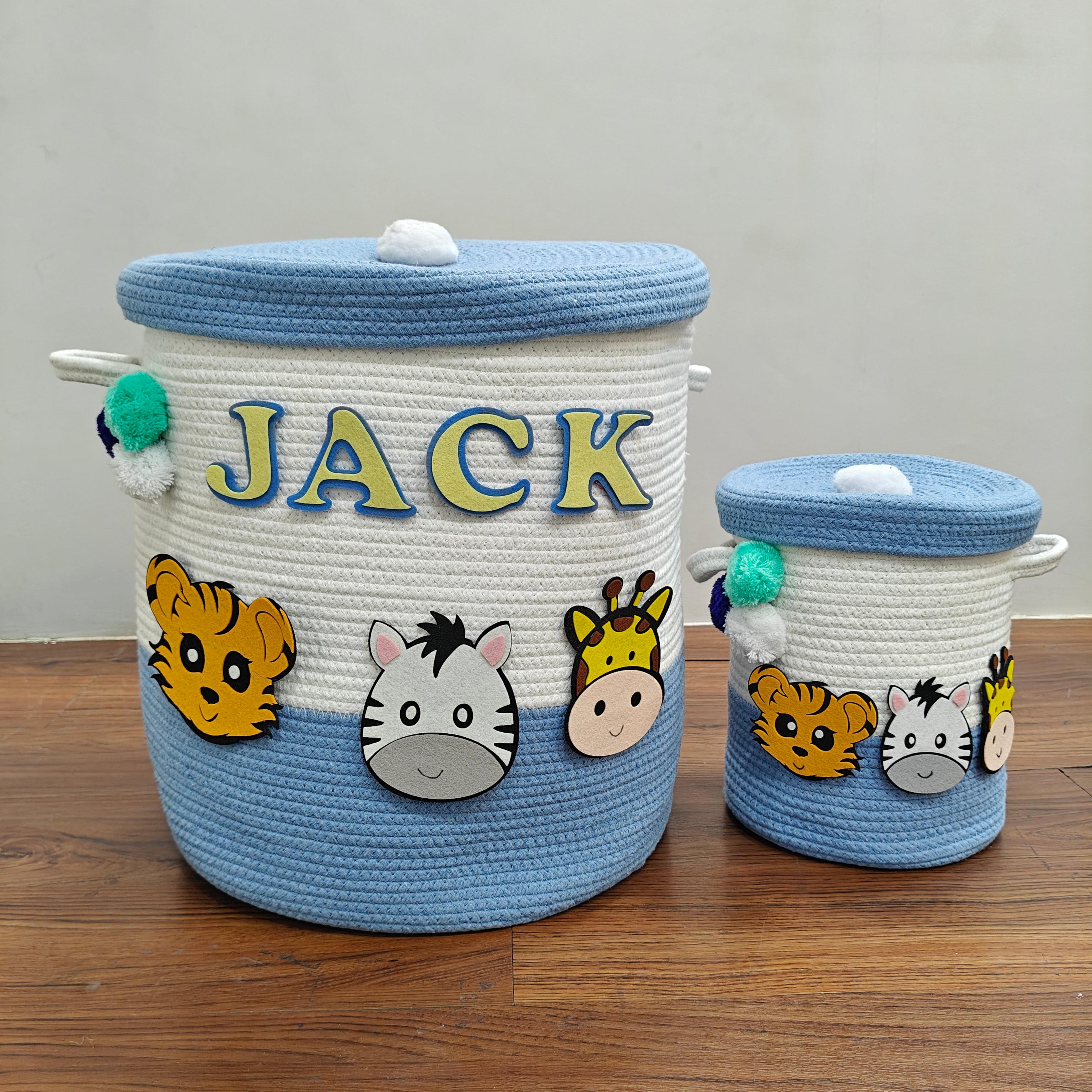 Jute Cotton Storage Basket with Lid - Zooblu
