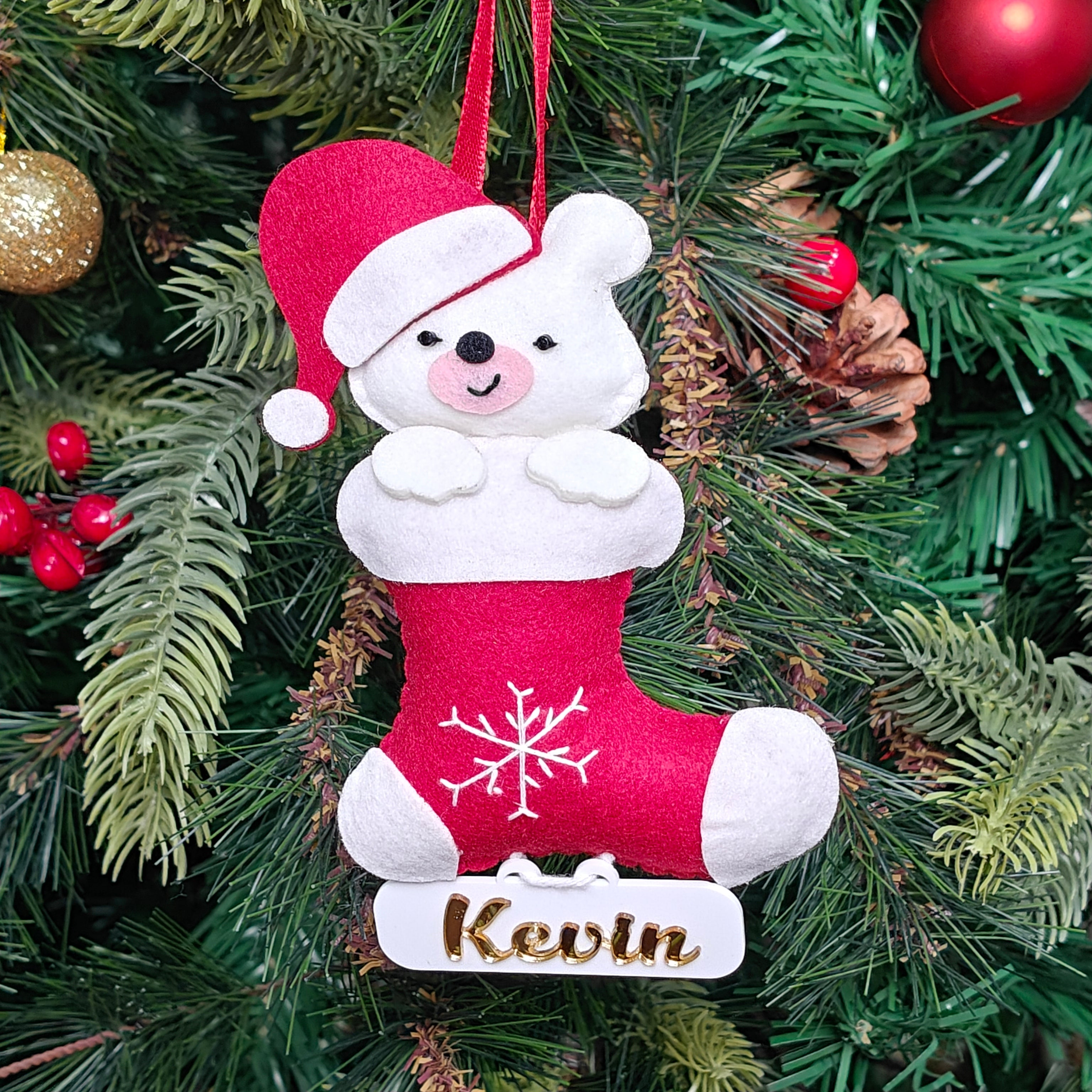 Personalised Snuggle Bear Stocking Ornament