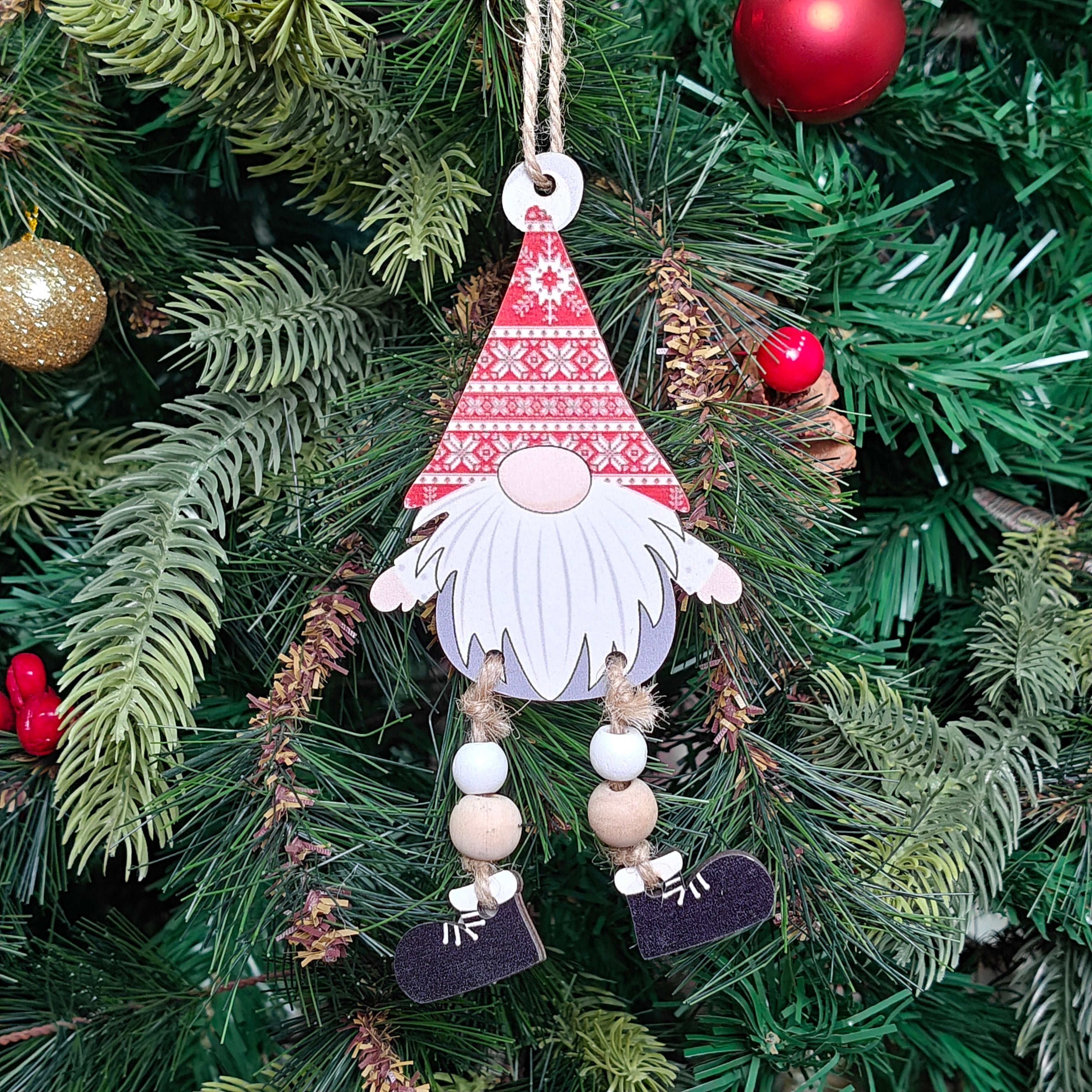 Woodland Red Cap Gnome Ornament