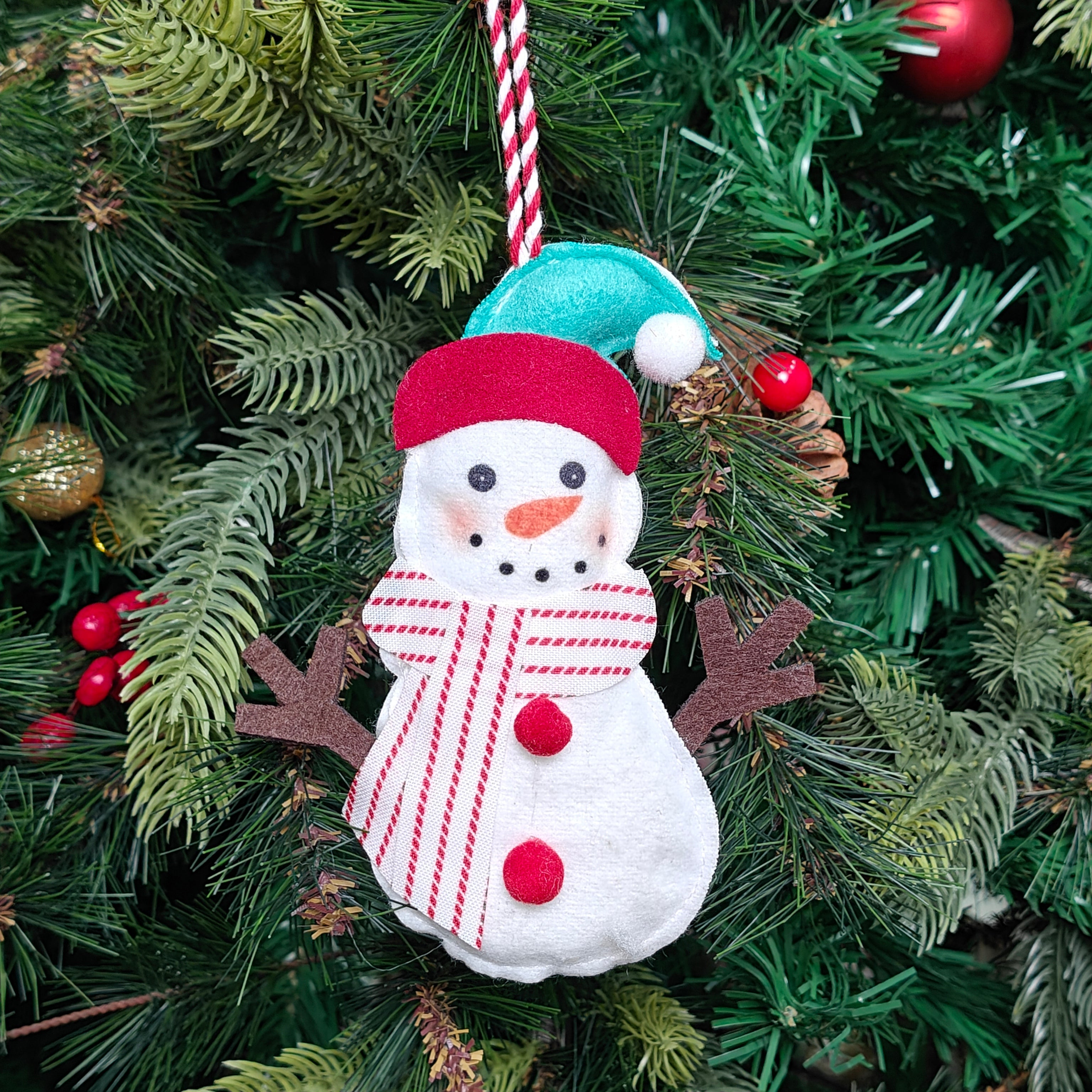 Red Scarf Snowman Ornament