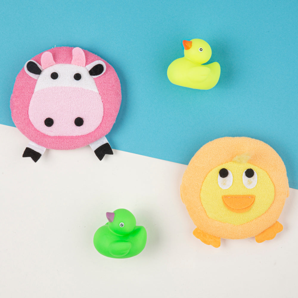 Animal Multicolour 2 Pk Bath Sponge - Baby Moo