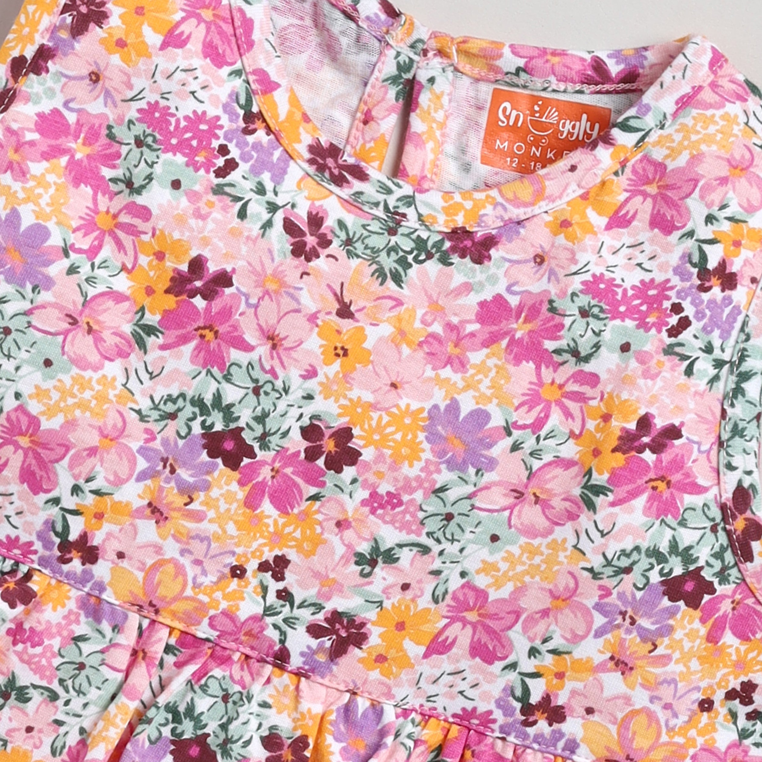 Snuggly Monkey Girls Floral Print Frock With Shrug