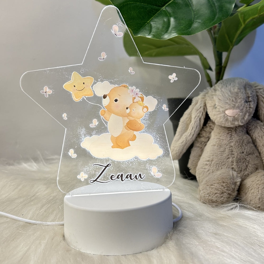 Acrylic LED Night Lamp- Star Teddy Bear