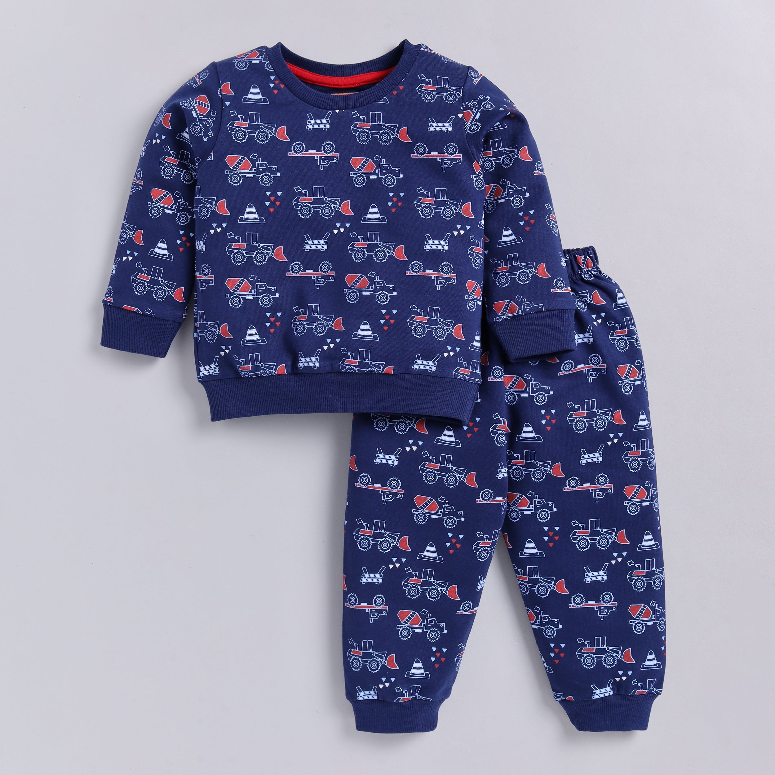 Snuggly Monkey Tractor AOP Full-Sleeves Sweat Shirt With Joggers