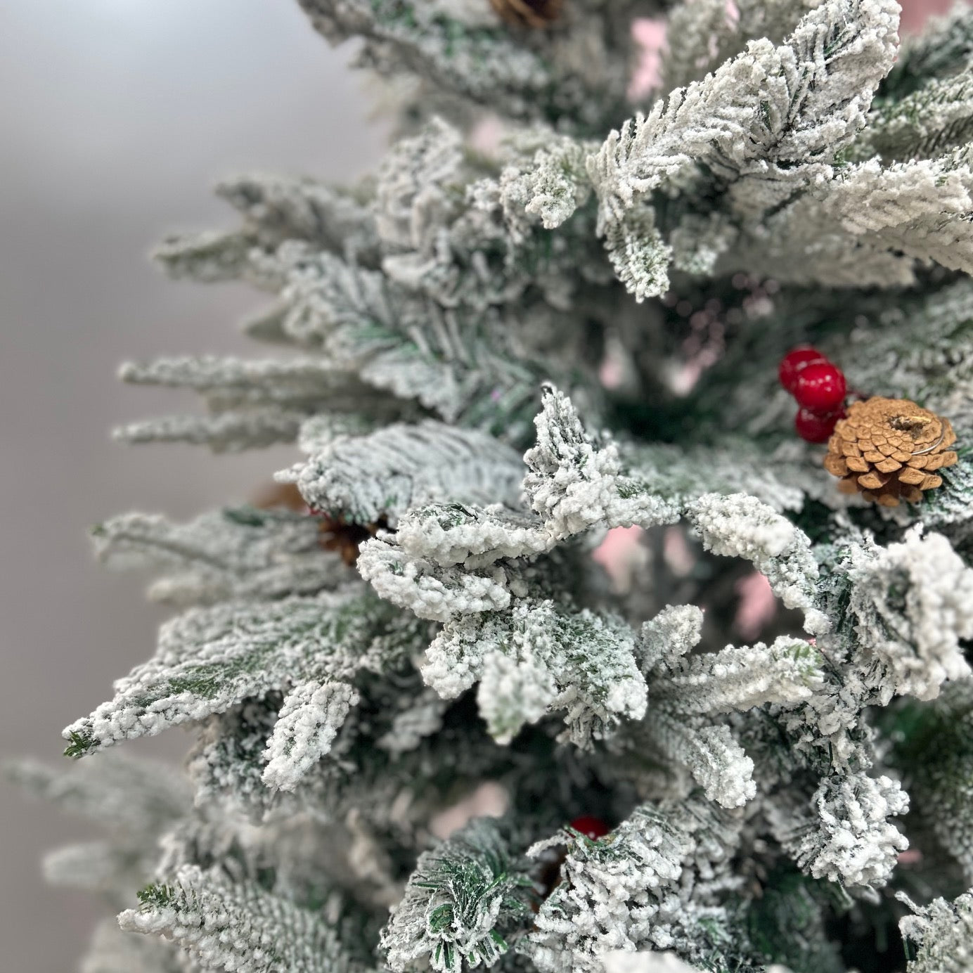 Alaskan Spruce with Cherry Pine Dense Christmas Tree With Removable Cherries & Pine Cones