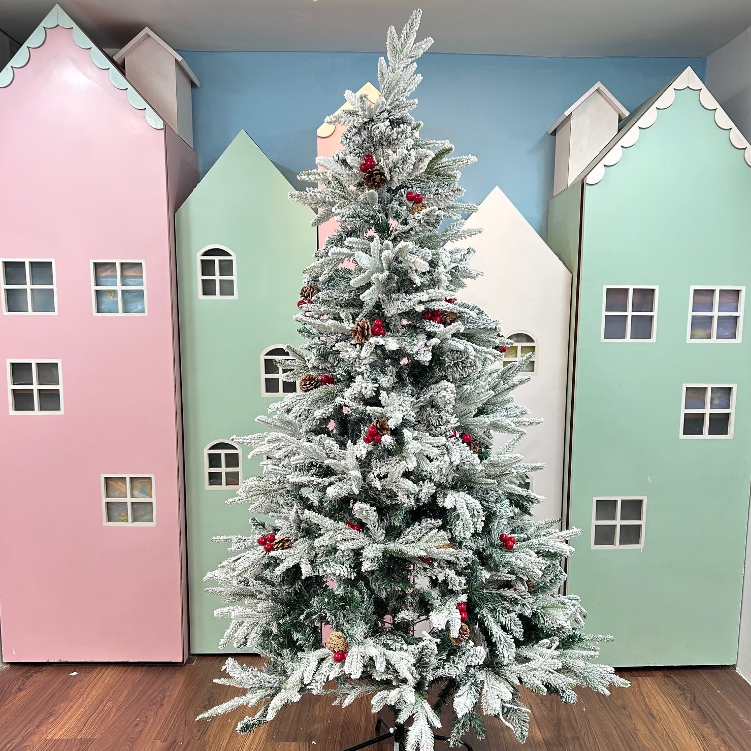 Alaskan Spruce with Cherry Pine Dense Christmas Tree With Removable Cherries & Pine Cones