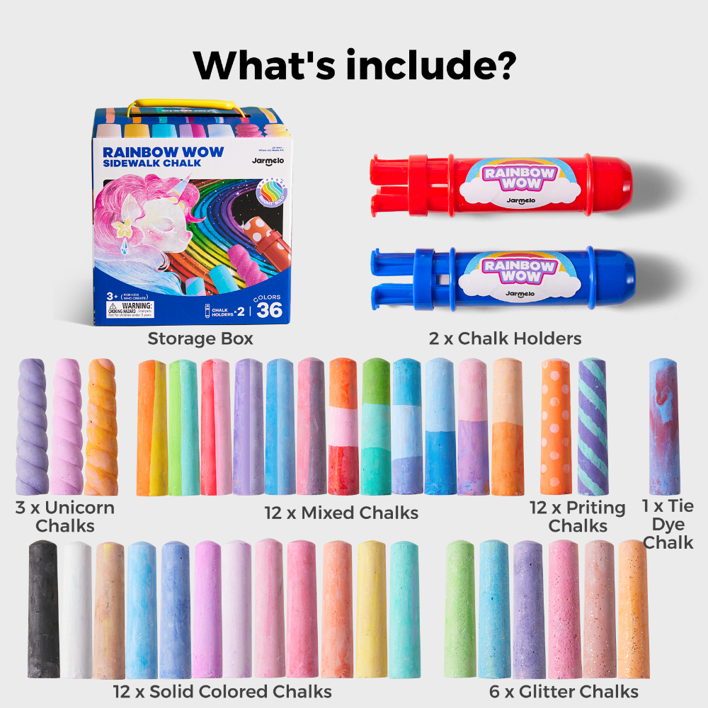 Jar Melo Rainbow Wow Sidewalk Chalk-36 Colors-Arts & Crafts-Jarmelo-Toycra