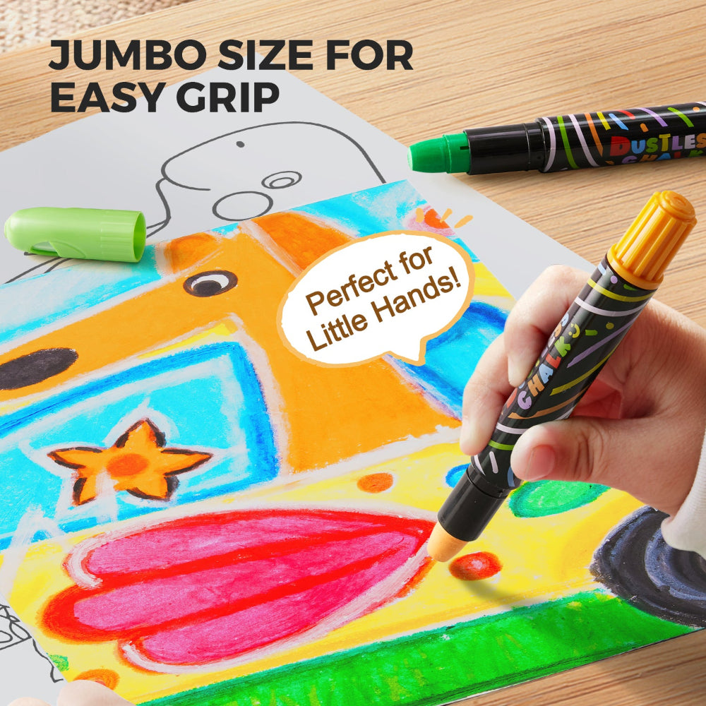Jarmelo Smooth Time Dustless Chalk - 12 Colors-Arts & Crafts-Jarmelo-Toycra