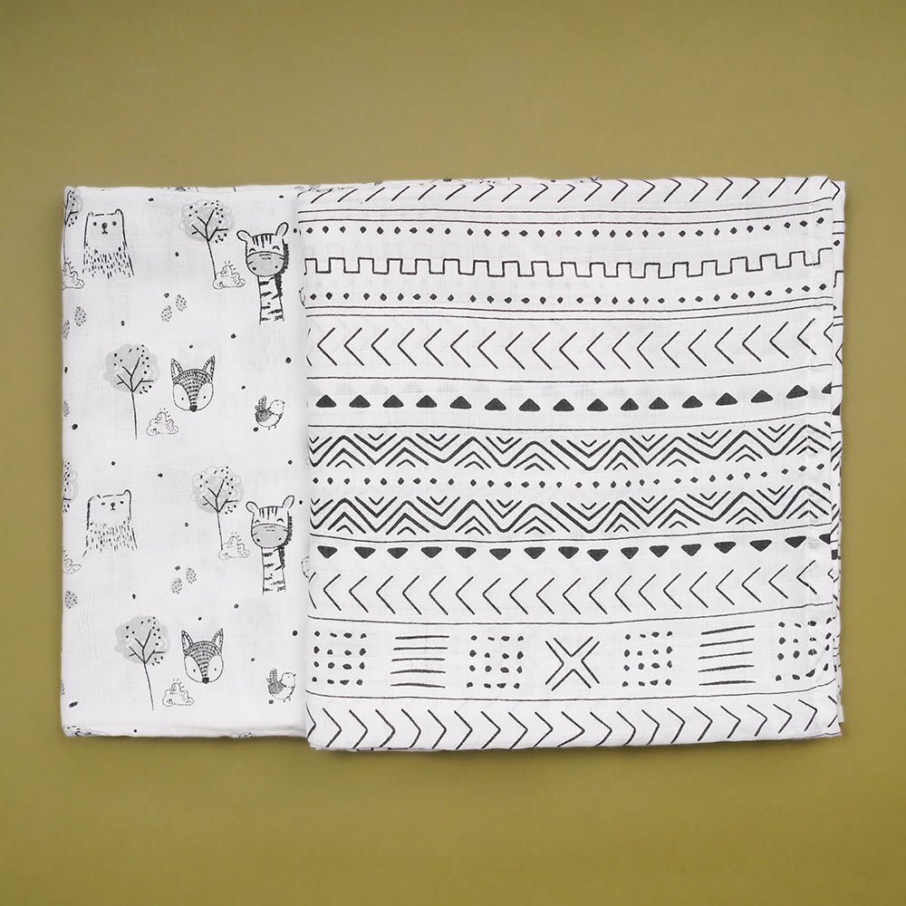 Pack of 2 Bamboo Muslin Swaddles - Wilderness