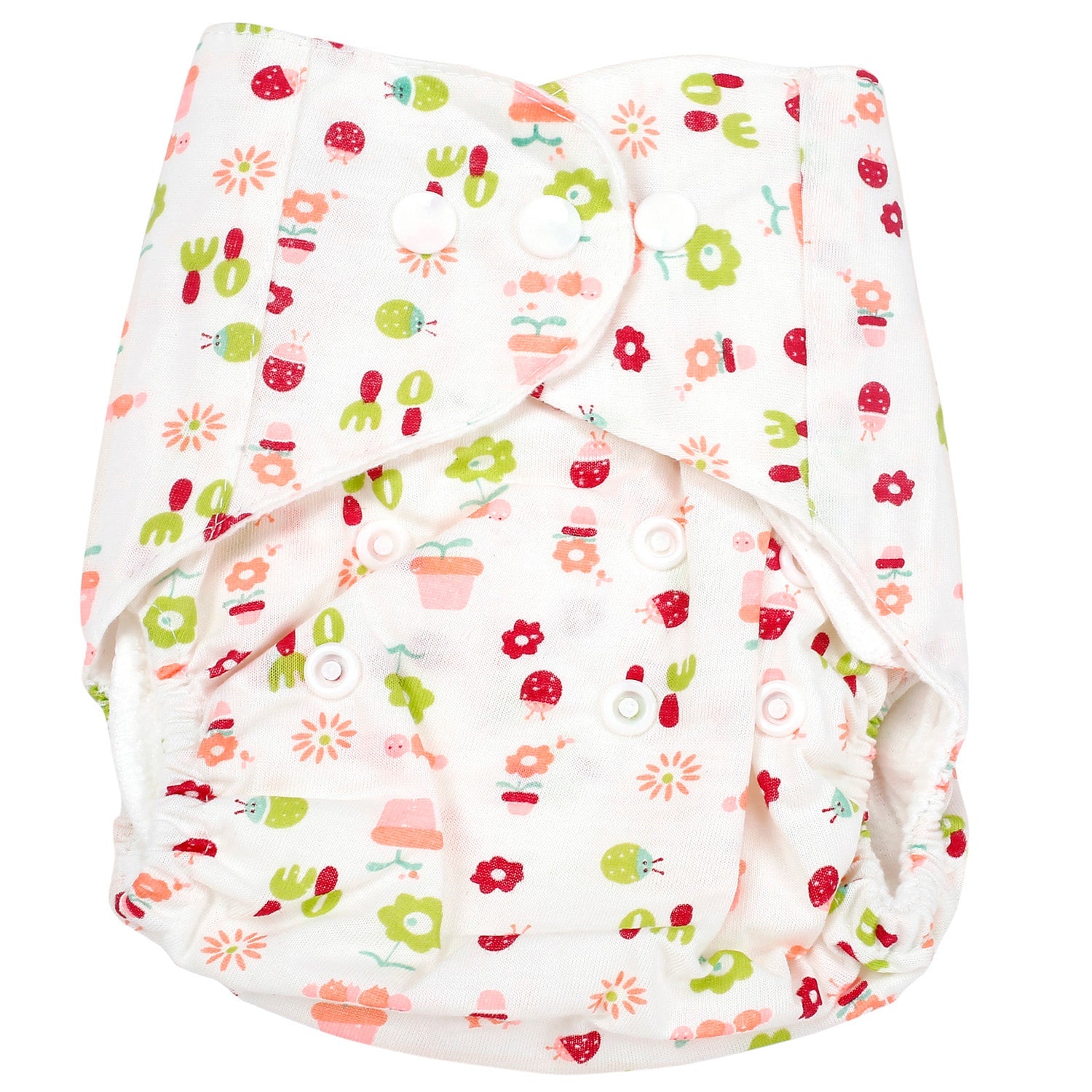 Floral Pink And Green Reusable Diaper - Baby Moo