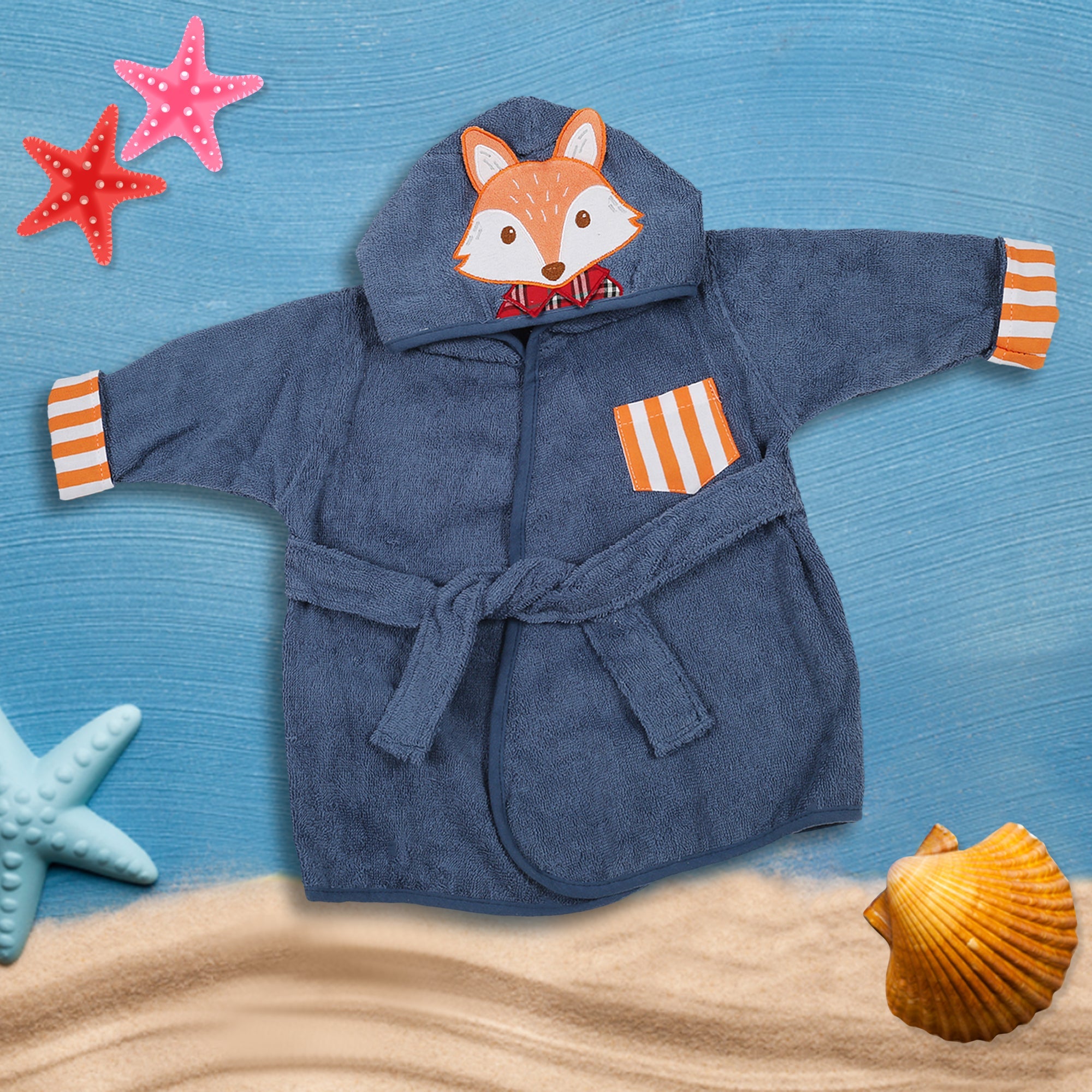 Orange Stripe Blue Star Bathrobe - Baby Moo