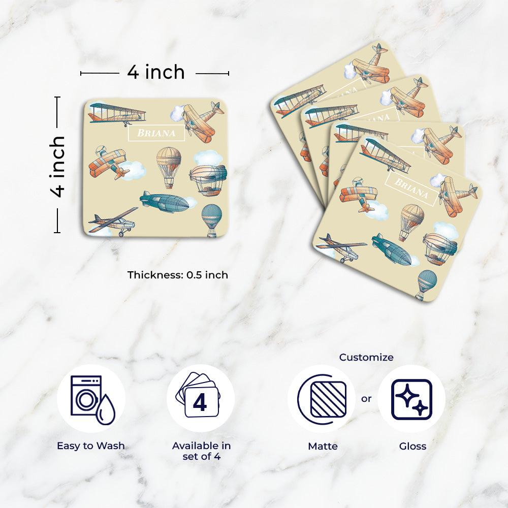 Transport Tableware Set (kids) (4 Placemats & 4 Casters)